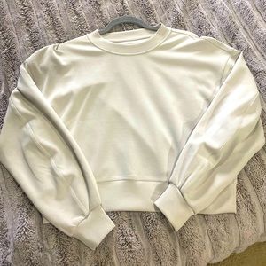 Lululemon Softstreme Perfectly Oversized Cropped Crew. Color is off white, Sz 6